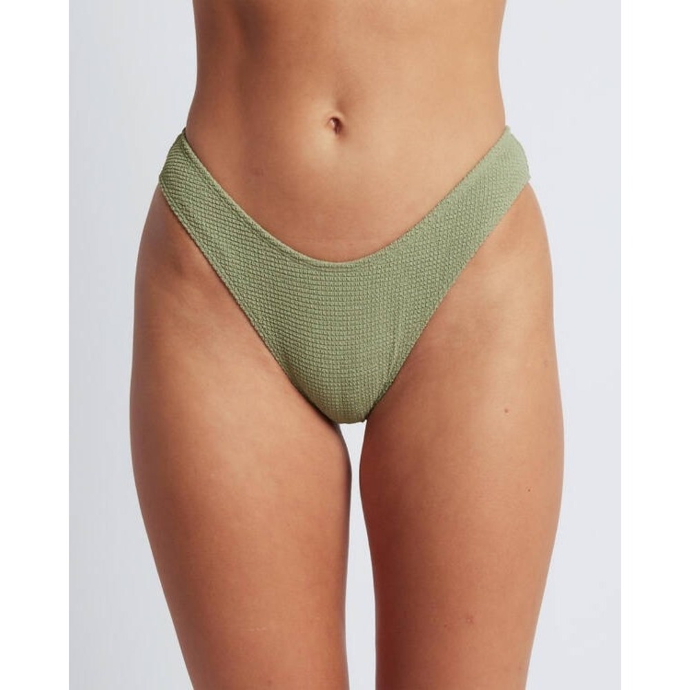 NWT Roxy Bikini Bottoms Women Green Small Essaouira Moderate High Leg ERJX404906